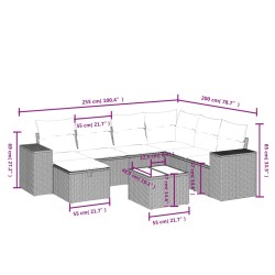 8-tlg. Garten-Sofagarnitur mit Kissen Grau Poly Rattan