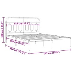 Bettgestell mit Kopfteil Metall Weiß 135x190 cm