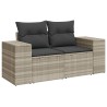 10-tlg. Garten-Sofagarnitur mit Kissen Hellgrau Poly Rattan