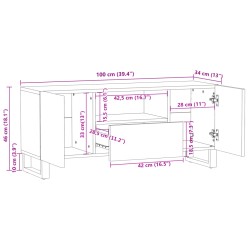 TV-Schrank Braun 100x34x46 cm Massivholz Mango