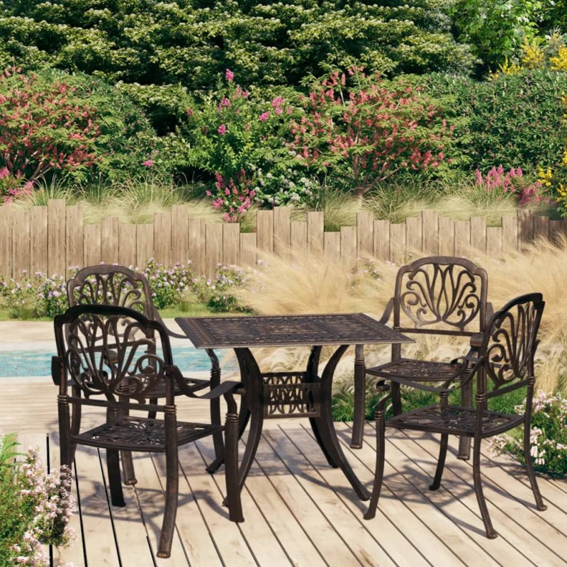 5-tlg. Bistro-Set Aluminiumguss Bronzen