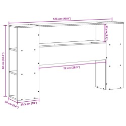 Kopfteil mit Stauraum Weiß 120 cm Massivholz Kiefer