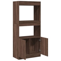 Highboard Braun Eichen-Optik 63x33x140 cm Holzwerkstoff