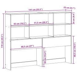 Kopfteil mit Stauraum 135 cm Massivholz Kiefer