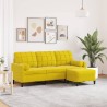 3-Sitzer-Sofa mit Hocker Gelb 180 cm Samt