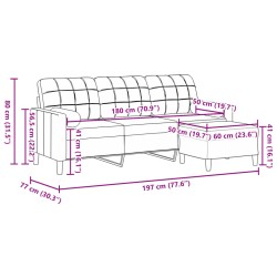 3-Sitzer-Sofa mit Hocker Gelb 180 cm Samt