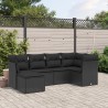 6-tlg. Garten-Sofagarnitur mit Kissen Schwarz Poly Rattan