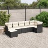 7-tlg. Garten-Sofagarnitur mit Kissen Schwarz Poly Rattan