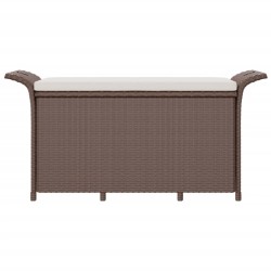 Gartenbank mit Kissen Braun 116x46x57 cm Poly Rattan