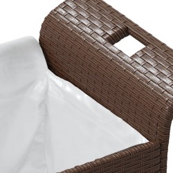 Gartenbank mit Kissen Braun 116x46x57 cm Poly Rattan