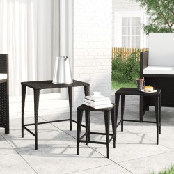 Garten-Satztische 3 Stk. Schwarz Poly Rattan