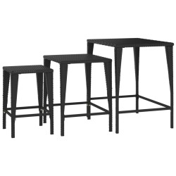 Garten-Satztische 3 Stk. Schwarz Poly Rattan