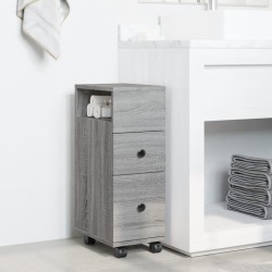 Badschrank Schmal mit Rollen Grau Sonoma Holzwerkstoff