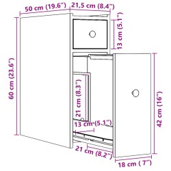 Badschrank Schmal mit Rollen Betongrau Holzwerkstoff