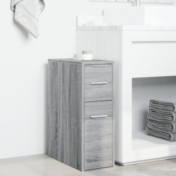 Badschrank Schmal mit Rollen Grau Sonoma Holzwerkstoff