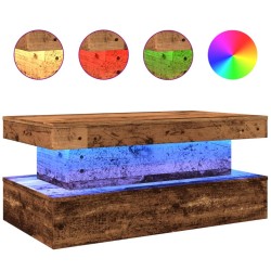 Couchtisch mit LED-Leuchten Altholz-Optik 90x50x40 cm