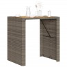 Garten-Bartisch mit Holzplatte Grau 105x80x110 cm Polyrattan