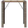 Garten-Bartisch mit Holzplatte Grau 105x80x110 cm Polyrattan