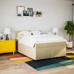 Boxspringbett mit Matratze Creme 140x200 cm Stoff