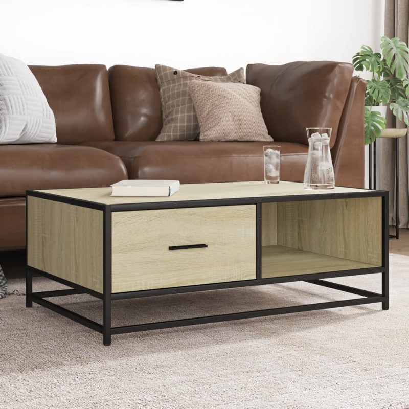 Couchtisch Sonoma-Eiche 90x57x35 cm Holzwerkstoff und Metall