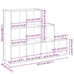 Raumteiler-Bücherregal 3 Stufen Altholz-Optik 137,5x29x103,5 cm