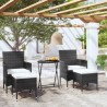 5-tlg. Garten-Bistro-Set Poly Rattan und Hartglas Schwarz