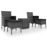 5-tlg. Garten-Bistro-Set Poly Rattan und Hartglas Grau