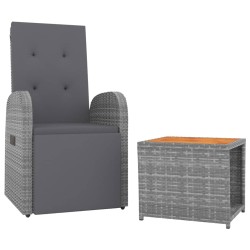 2-tlg. Garten-Lounge-Set Grau Poly Rattan & Massivholz Akazie