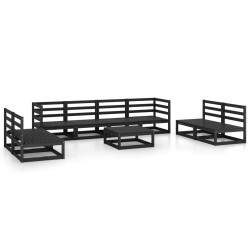 9-tlg. Garten-Lounge-Set Schwarz Massivholz Kiefer