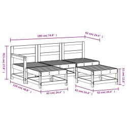 5-tlg. Garten-Lounge-Set Grau Massivholz Kiefer