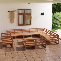 13-tlg. Garten-Lounge-Set Honigbraun Massivholz Kiefer