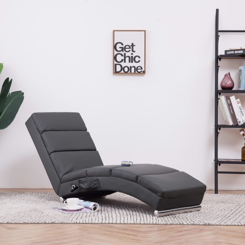 Massage Chaiselongue Grau Kunstleder