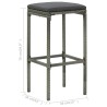 Barhocker mit Kissen 2 Stk. Grau Poly Rattan