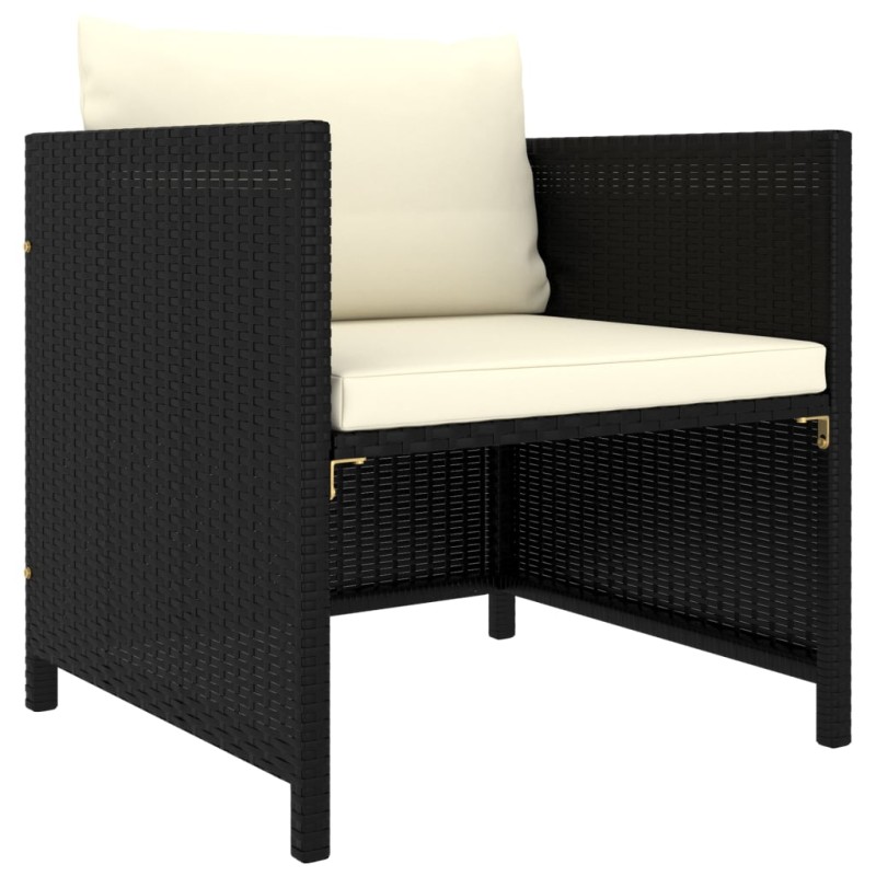 Gartensofa mit Kissen Schwarz Poly Rattan