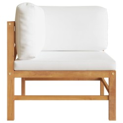 Ecksofas 2 Stk. mit Creme Kissen Massivholz Teak