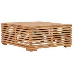 Gartentisch und Fußhocker Set mit Dunkelgrauem Kissen Teakholz