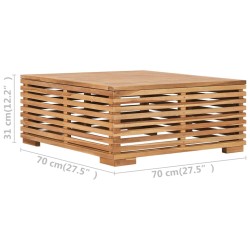 Gartentisch und Fußhocker Set mit Dunkelgrauem Kissen Teakholz