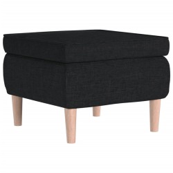 Hocker mit Holzbeinen Schwarz Stoff