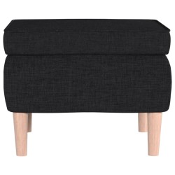 Hocker mit Holzbeinen Schwarz Stoff