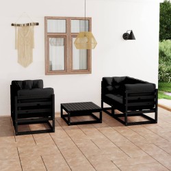 5-tlg. Garten-Lounge-Set mit Kissen Massivholz Kiefer