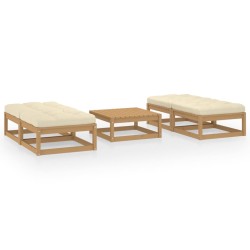 5-tlg. Garten-Lounge-Set mit Kissen Kiefer Massivholz