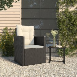 Gartensessel mit Kissen Schwarz Poly Rattan