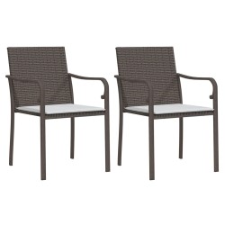 Gartenstühle mit Kissen 2 Stk. Braun 56x59x84 cm Poly Rattan