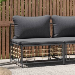 Garten-Mittelsofa mit Dunkelgrauen Kissen Poly Rattan