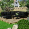 8-tlg. Garten-Lounge-Set mit Auflagen Schwarz PVC