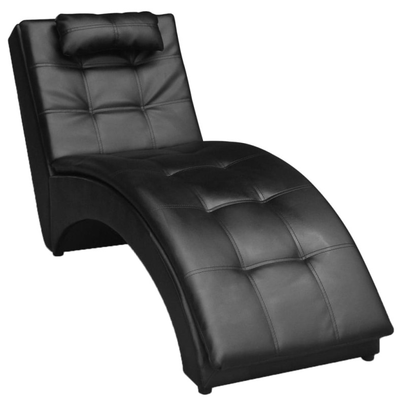 Chaiselongue mit Kissen Schwarz Kunstleder