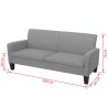 3-Sitzersofa 180 x 65 x76 cm Hellgrau