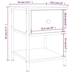 Nachttisch Grau Sonoma 34x35,5x45 cm Holzwerkstoff