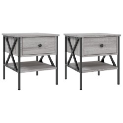 Nachttische 2 Stk. Grau Sonoma 40x42x45 cm Holzwerkstoff