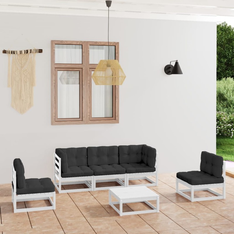 6-tlg. Garten-Lounge-Set mit Kissen Kiefer Massivholz